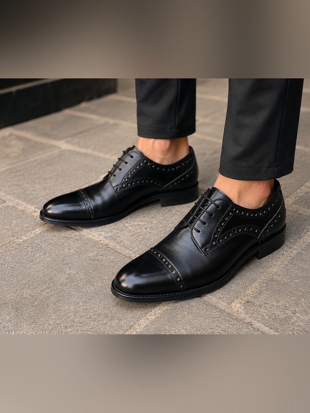 Beta Black Leather Cap Toe Oxford Dress Shoes EU 41 Worn Once